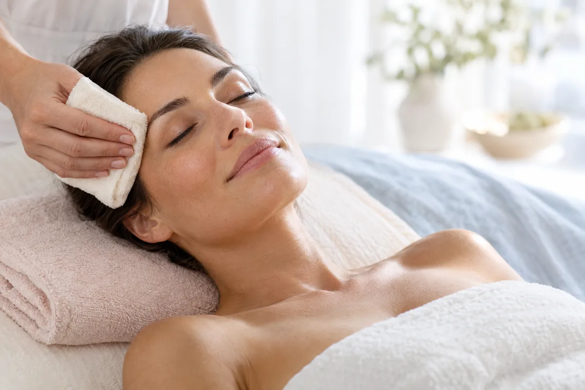 Imagen ilustrativa de un ritual de cuidado facial.
